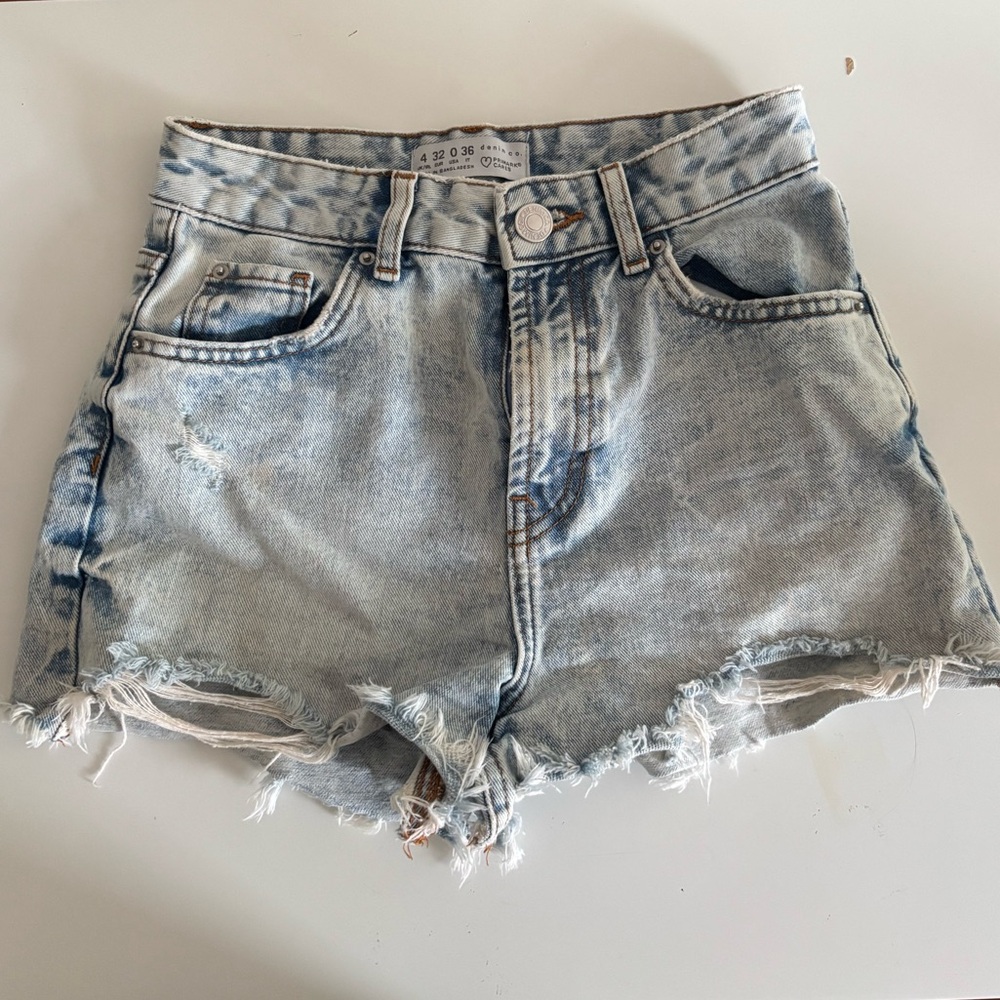 Primark Light Blue Distressed Jean Shorts